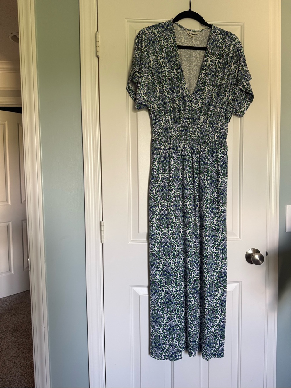 Boden Blue and Green Floral Maxi Dress 6R